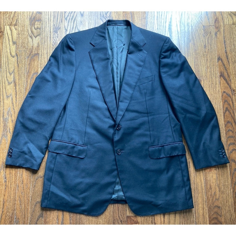 Ermenegildo Zegna Blazer Mens Size 44L Black Wool Traveller Jacket 2 Button